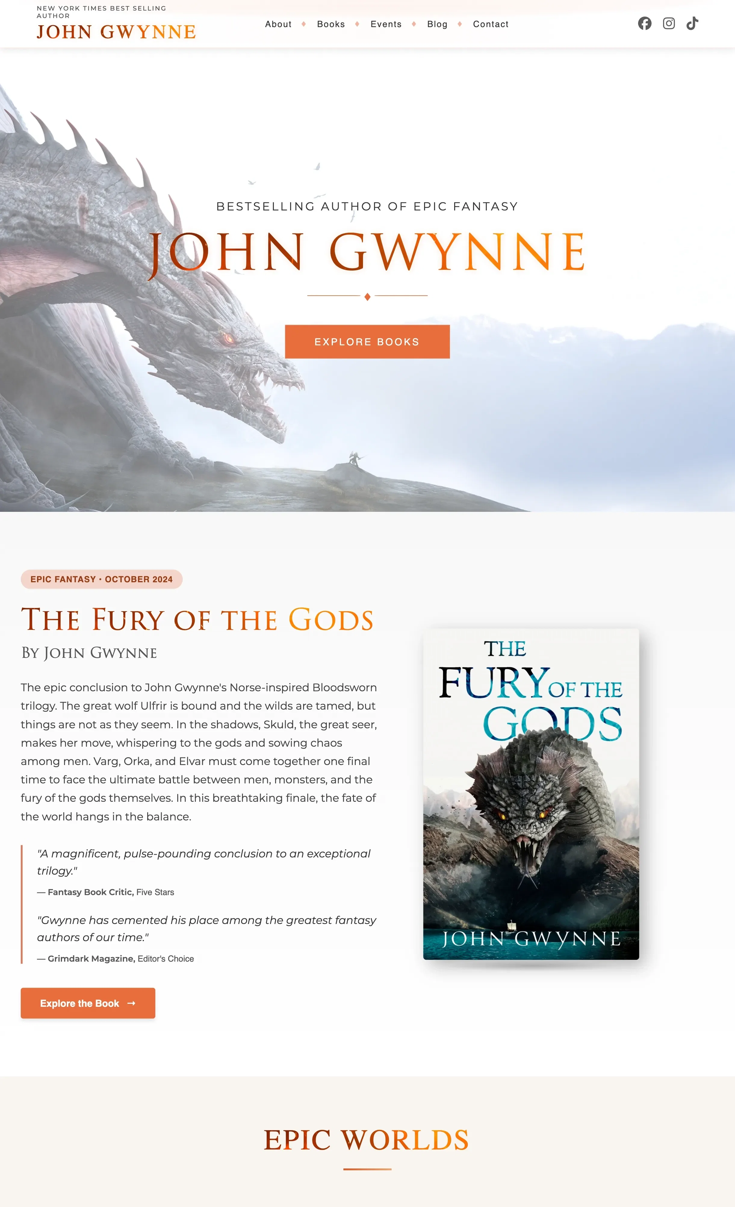 John Gwynne website screenshot